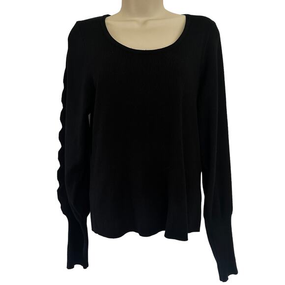 Catherine Malandrino Scoop Neck Sweater Cut Out Details at Sleeves Black Size L - Picture 1 of 12